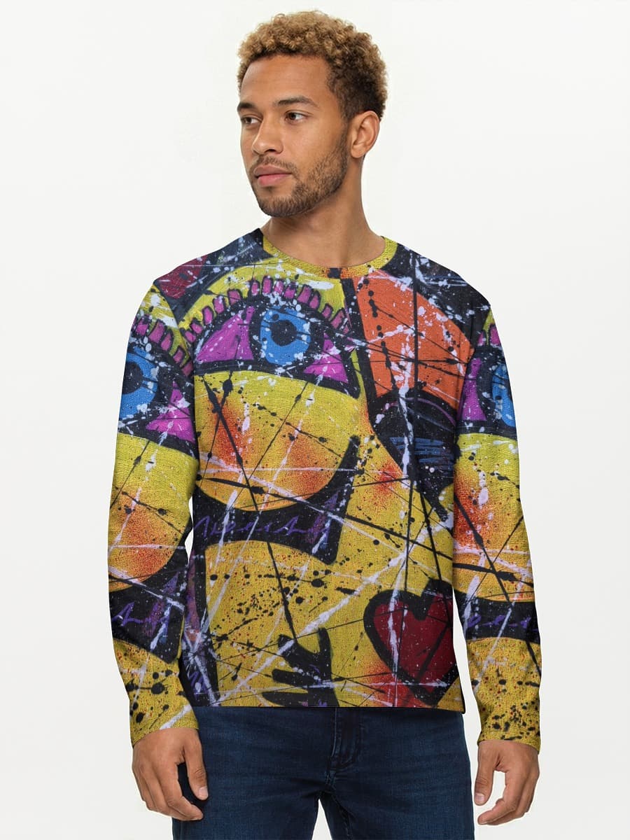 Herren Baumwoll Langarmshirt