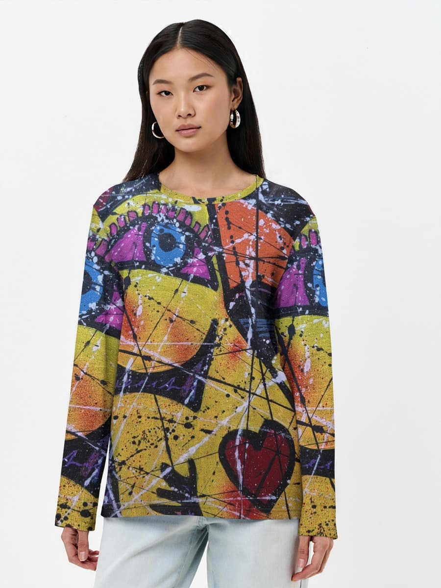Damen Baumwoll Langarmshirt