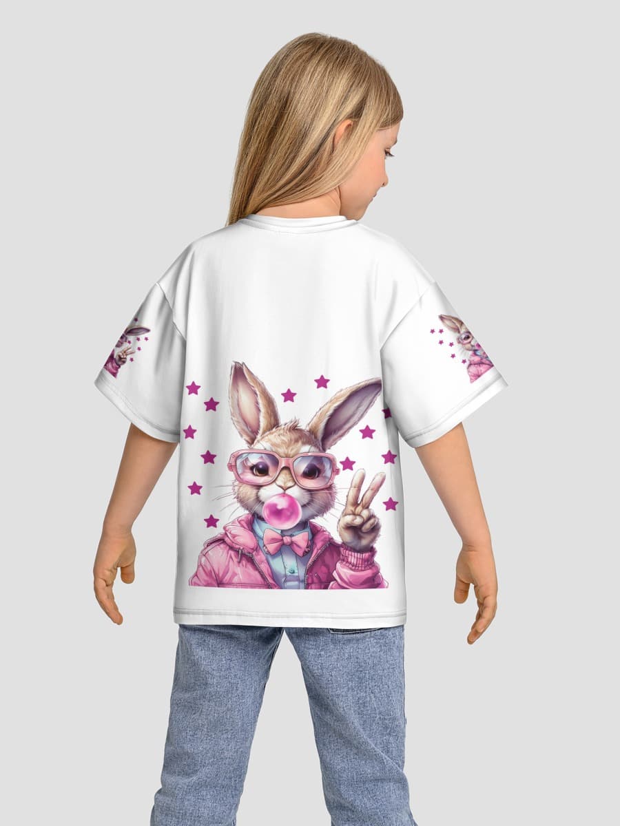 Girls' oversized cotton T-shirt