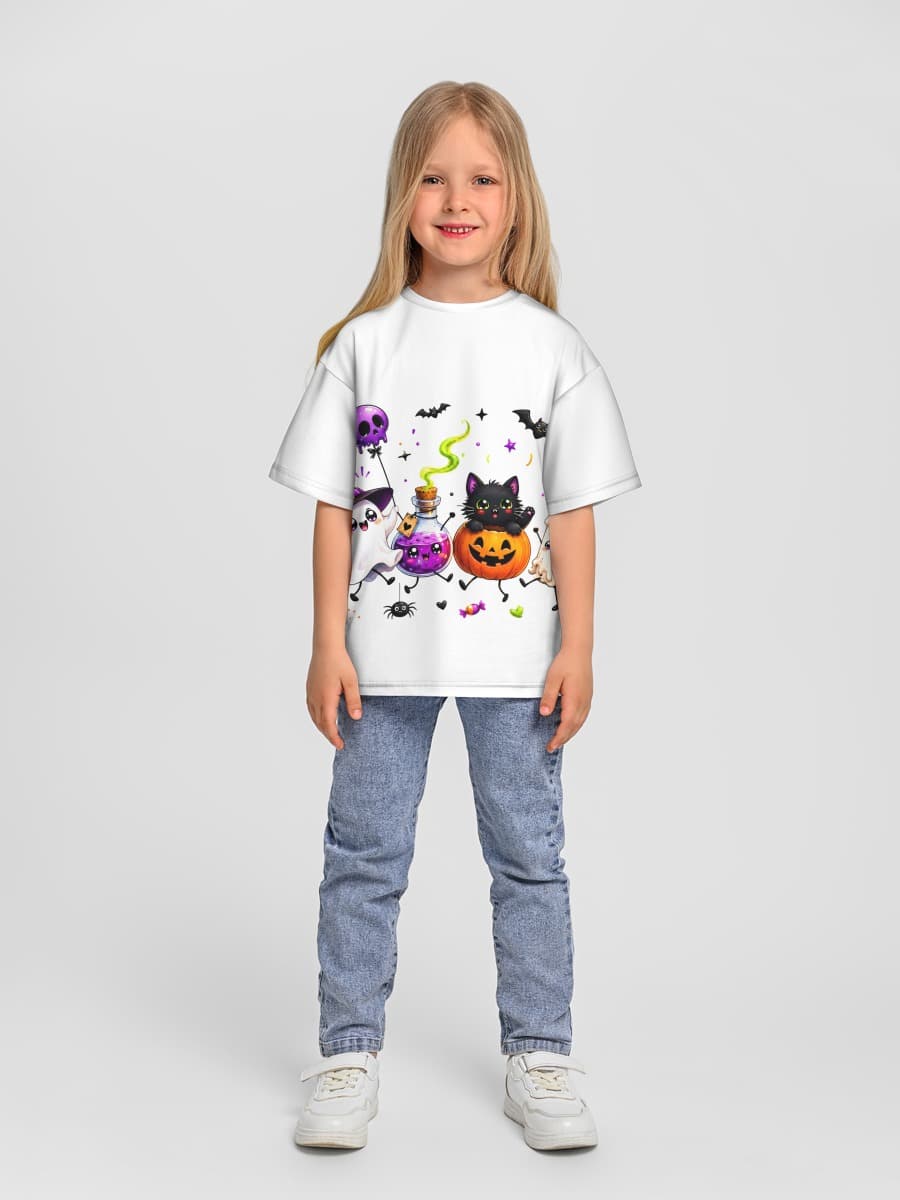 Girls' oversized cotton T-shirt
