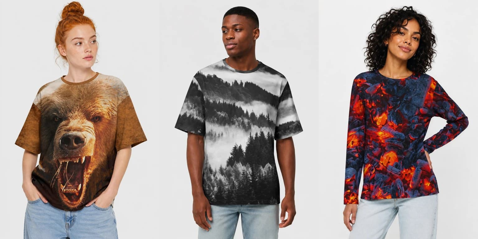 Hiking T-Shirts on 100% Cotton: Mountains, Forests, Camp