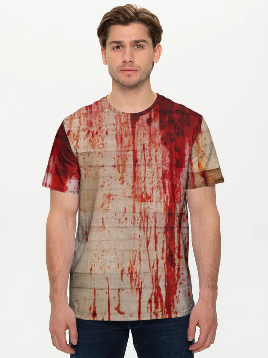 Bloody Grunge Texture — Men's basic cotton T-shirt with all-over print, Horror theme