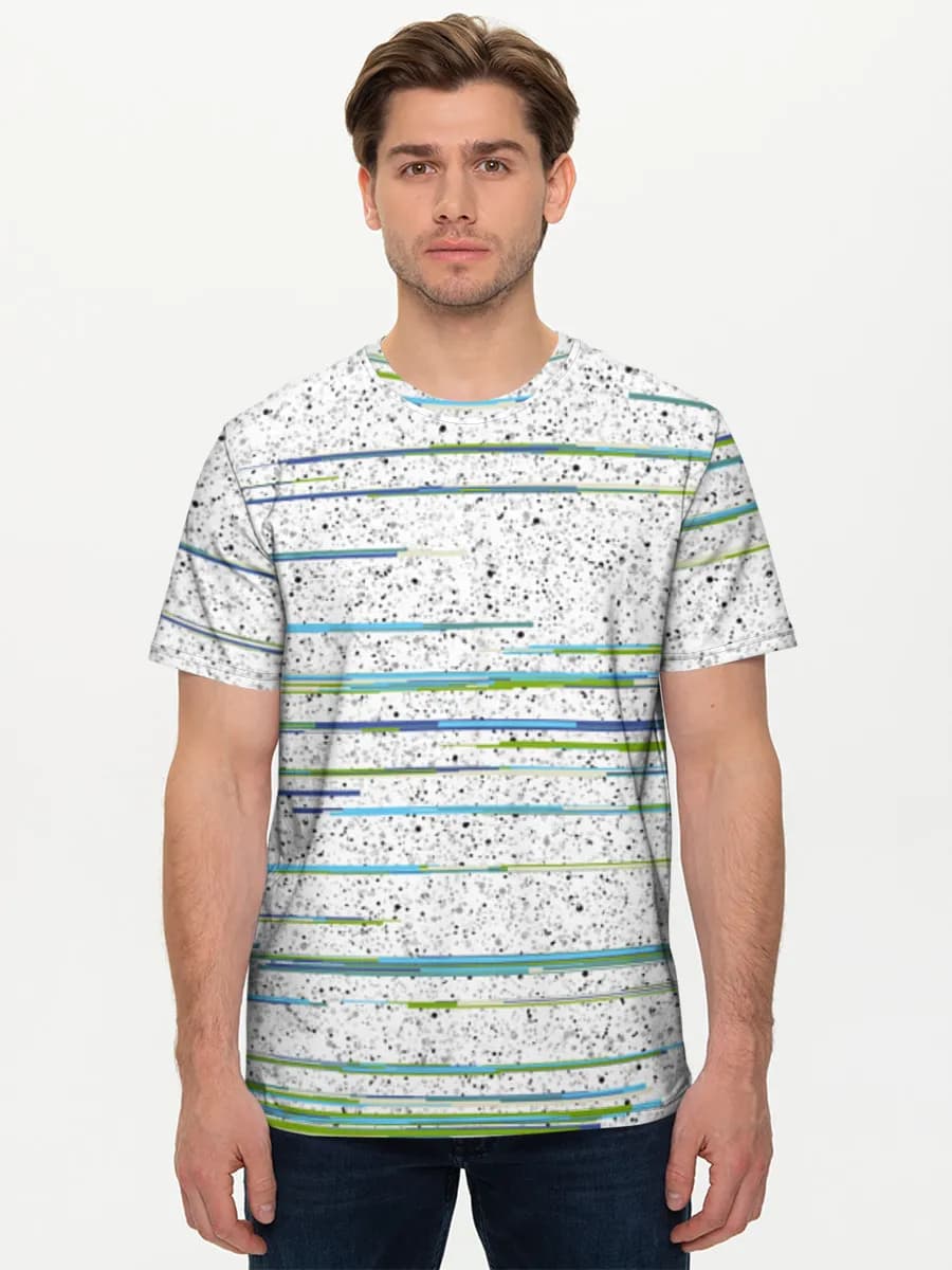 Glitch Lines And Static — Men's basic cotton T-shirt with all-over print, Abstract theme