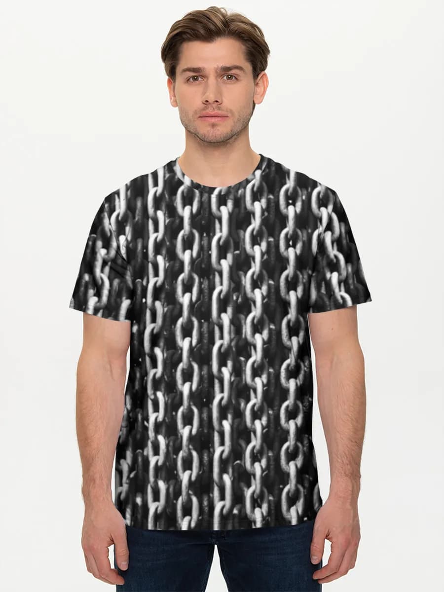 Industrial Hanging Chains — Men's basic cotton T-shirt with all-over print, Chains theme