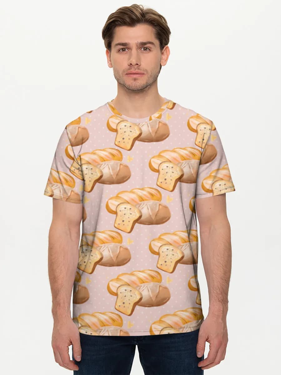 Cute Bread Loaves — Men's basic cotton T-shirt with all-over print, Bread theme