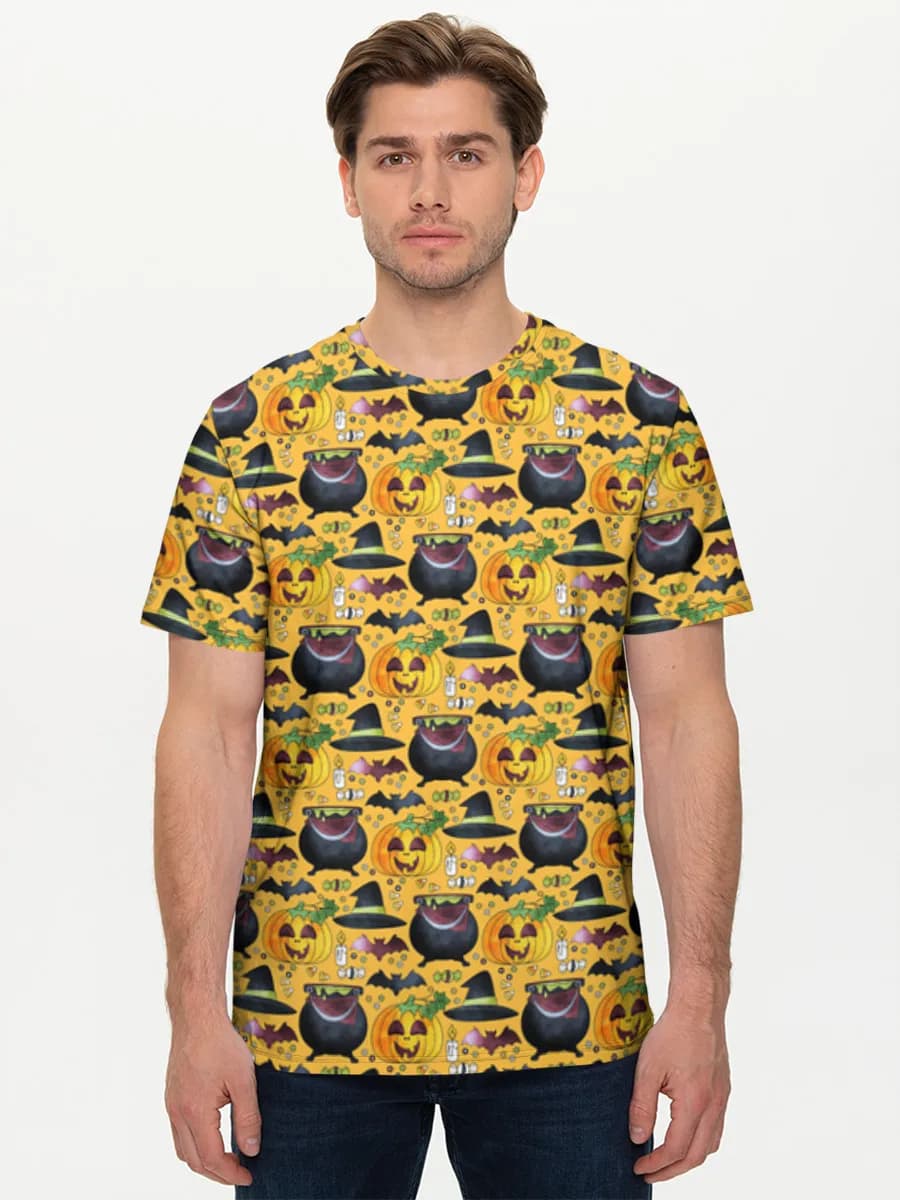 Spooky Halloween Cauldron Mix — Men's basic cotton T-shirt with all-over print, Holidays theme