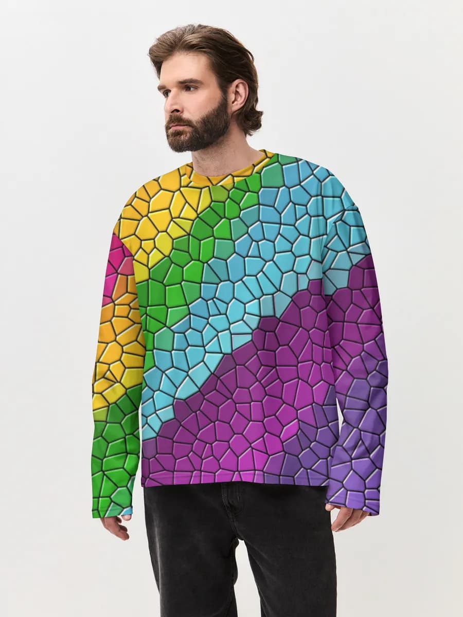 Camiseta de manga larga de algodón extragrande para hombre