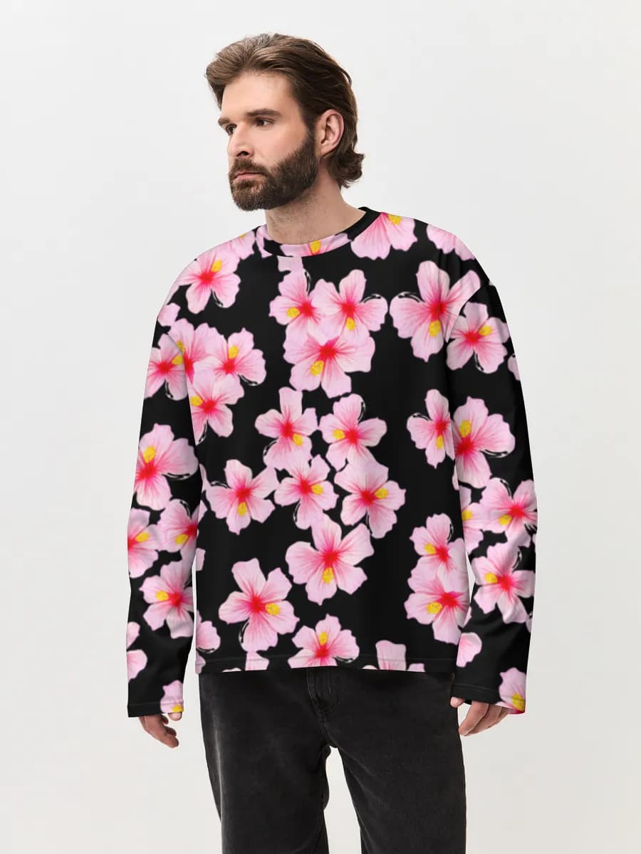 Camiseta de manga larga de algodón extragrande para hombre