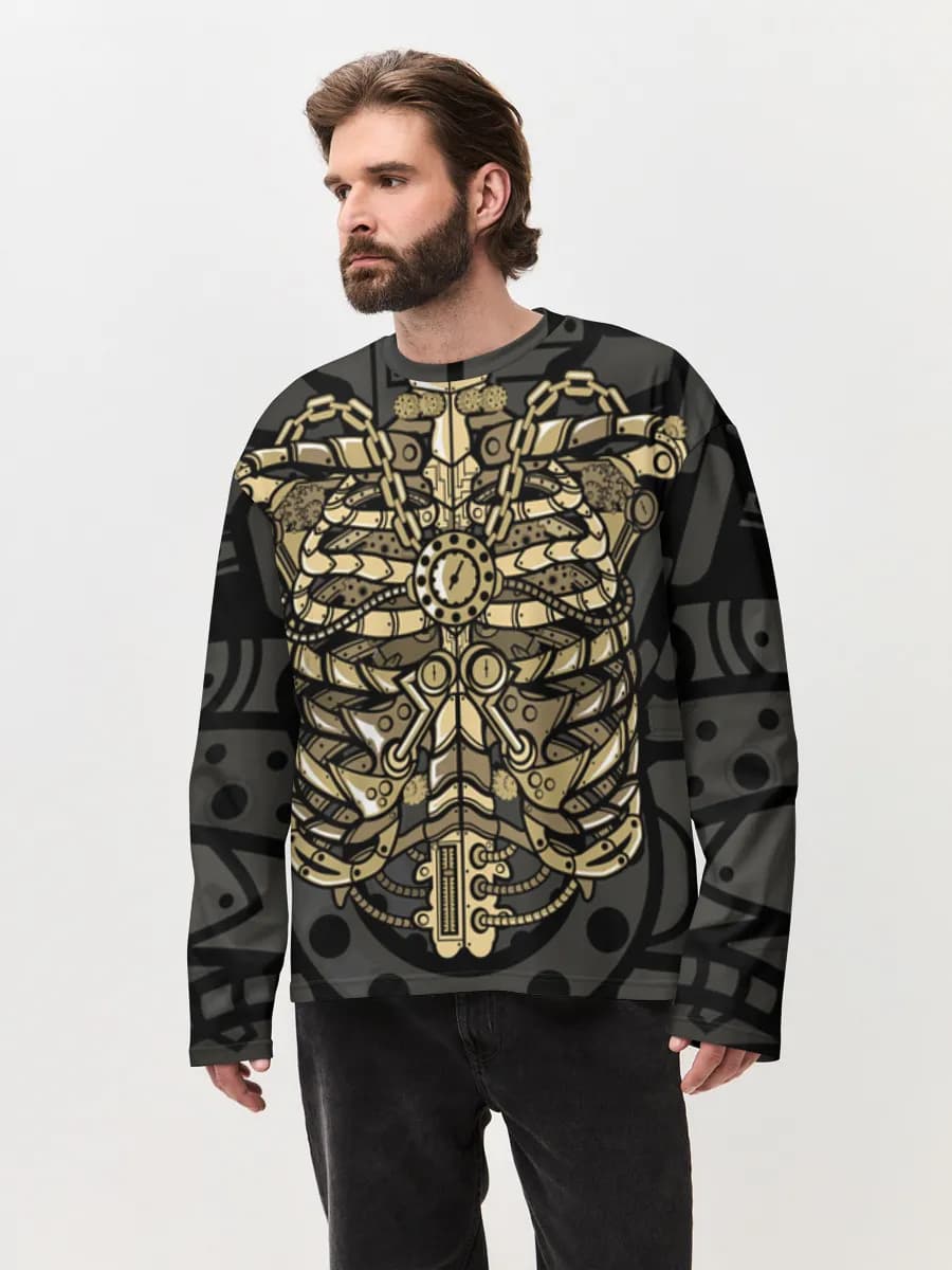 Herren Oversized Baumwoll Langarmshirt