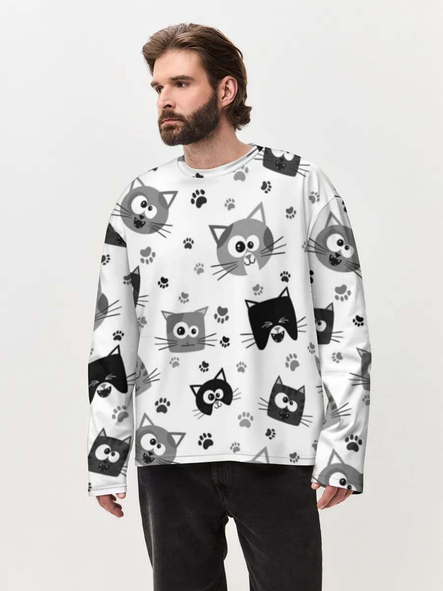 Camiseta de manga larga de algodón extragrande para hombre