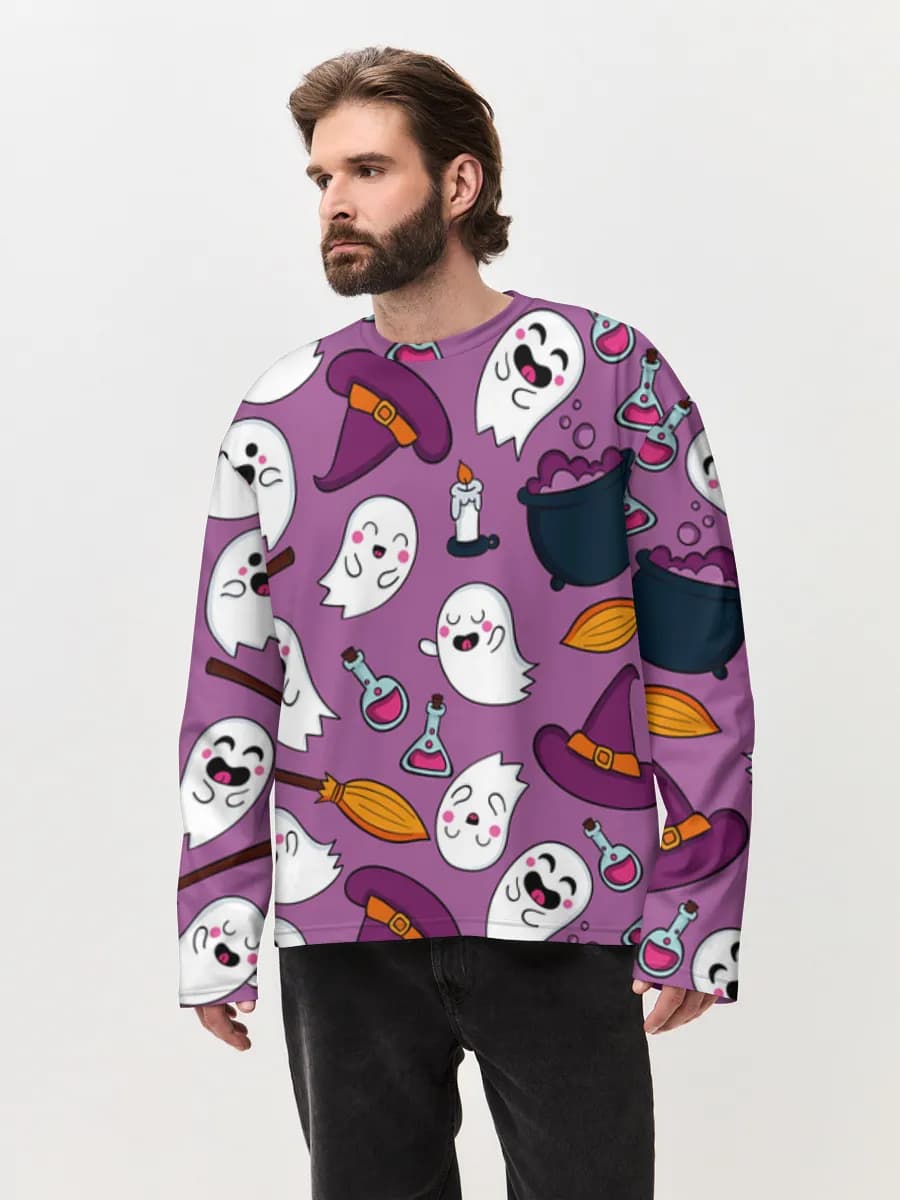 Camiseta de manga larga de algodón extragrande para hombre
