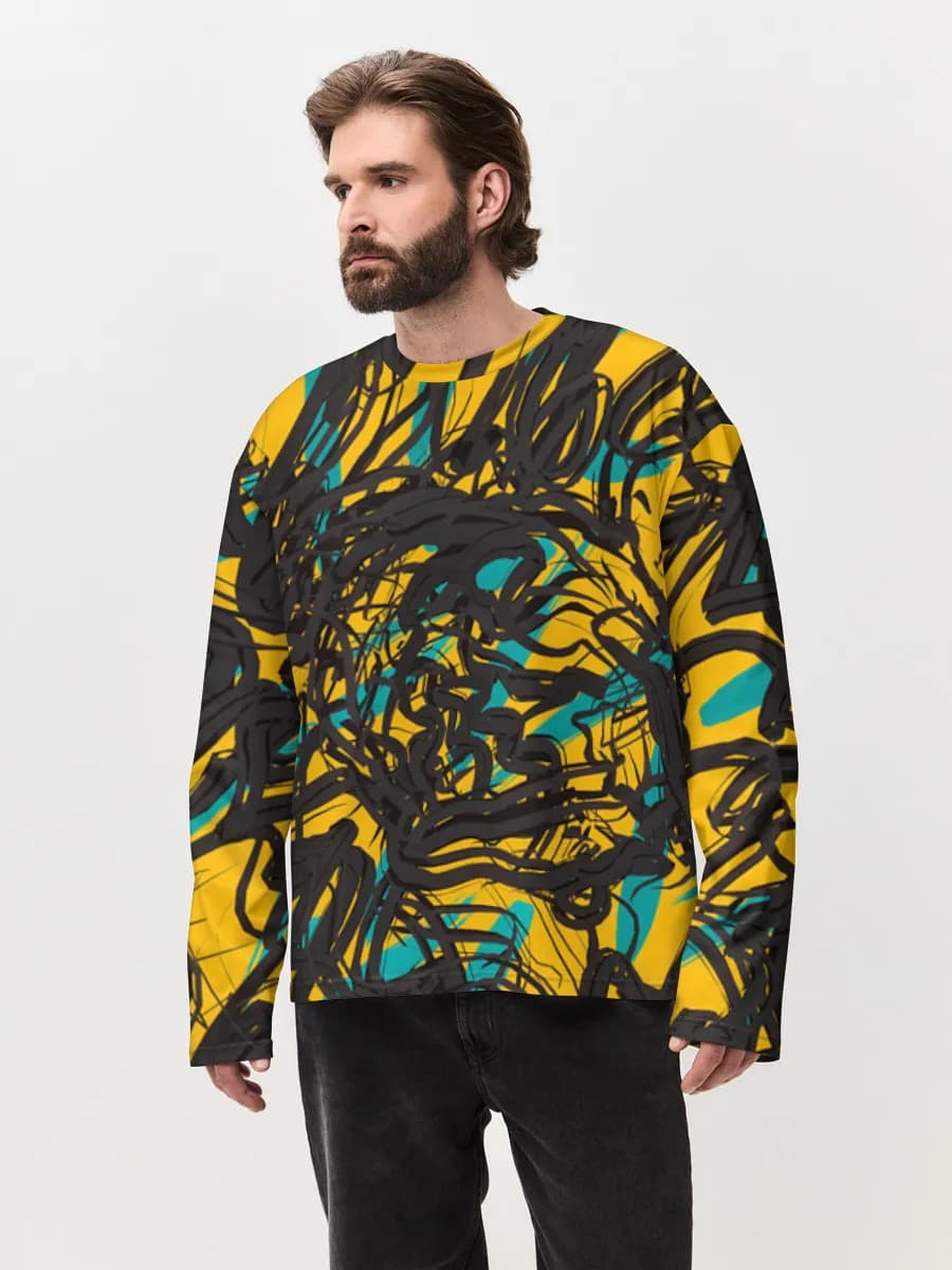 Camiseta de manga larga de algodón extragrande para hombre