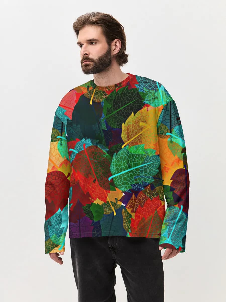 Herren Oversized Baumwoll Langarmshirt