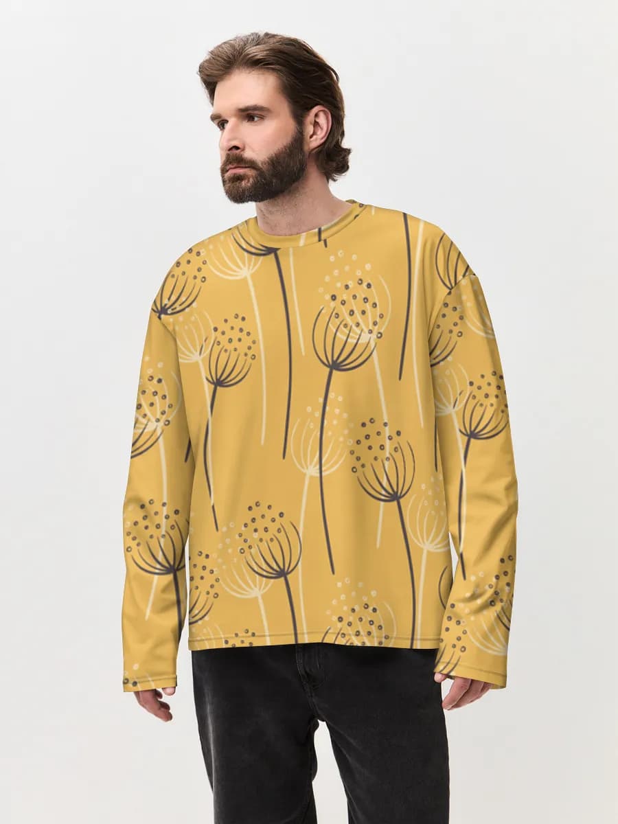 Herren Oversized Baumwoll Langarmshirt