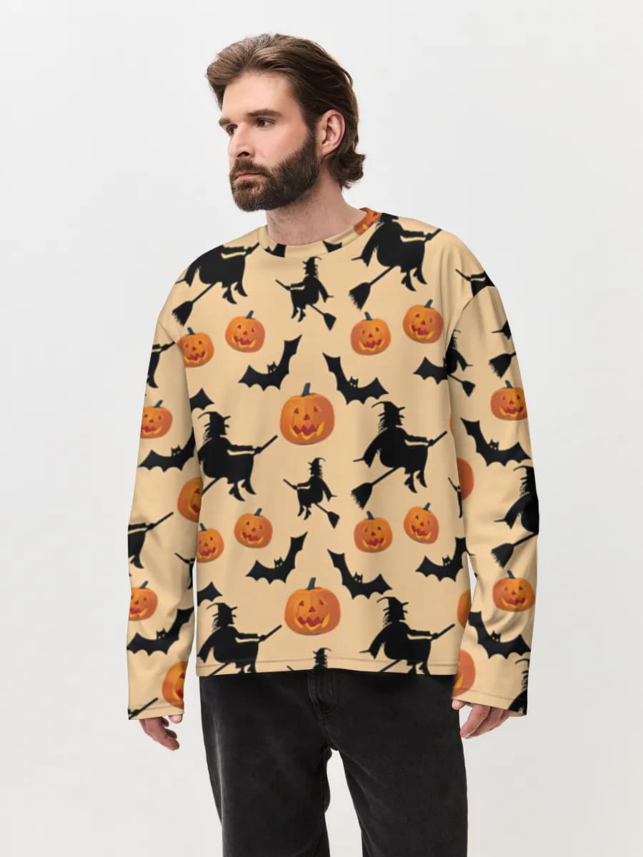 Camiseta de manga larga de algodón extragrande para hombre