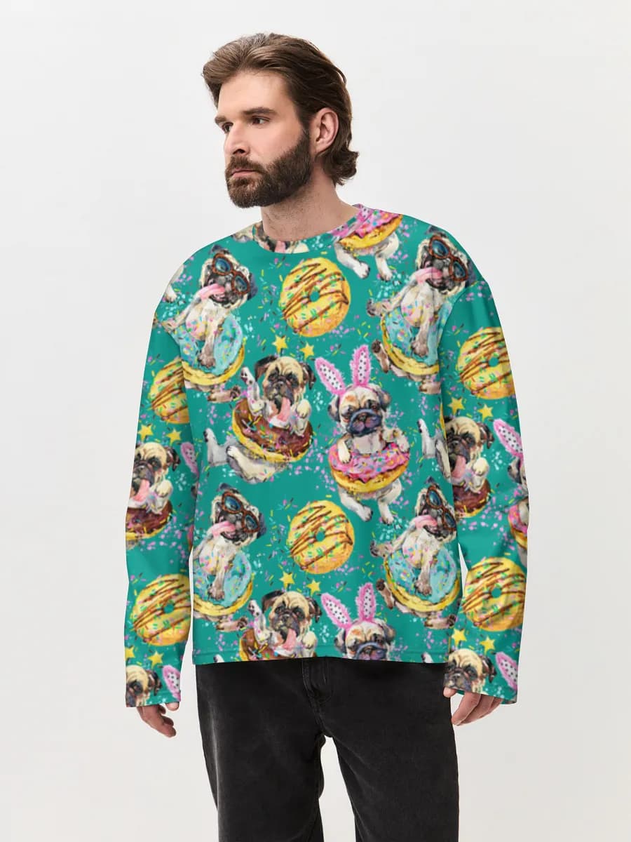 Camiseta de manga larga de algodón extragrande para hombre