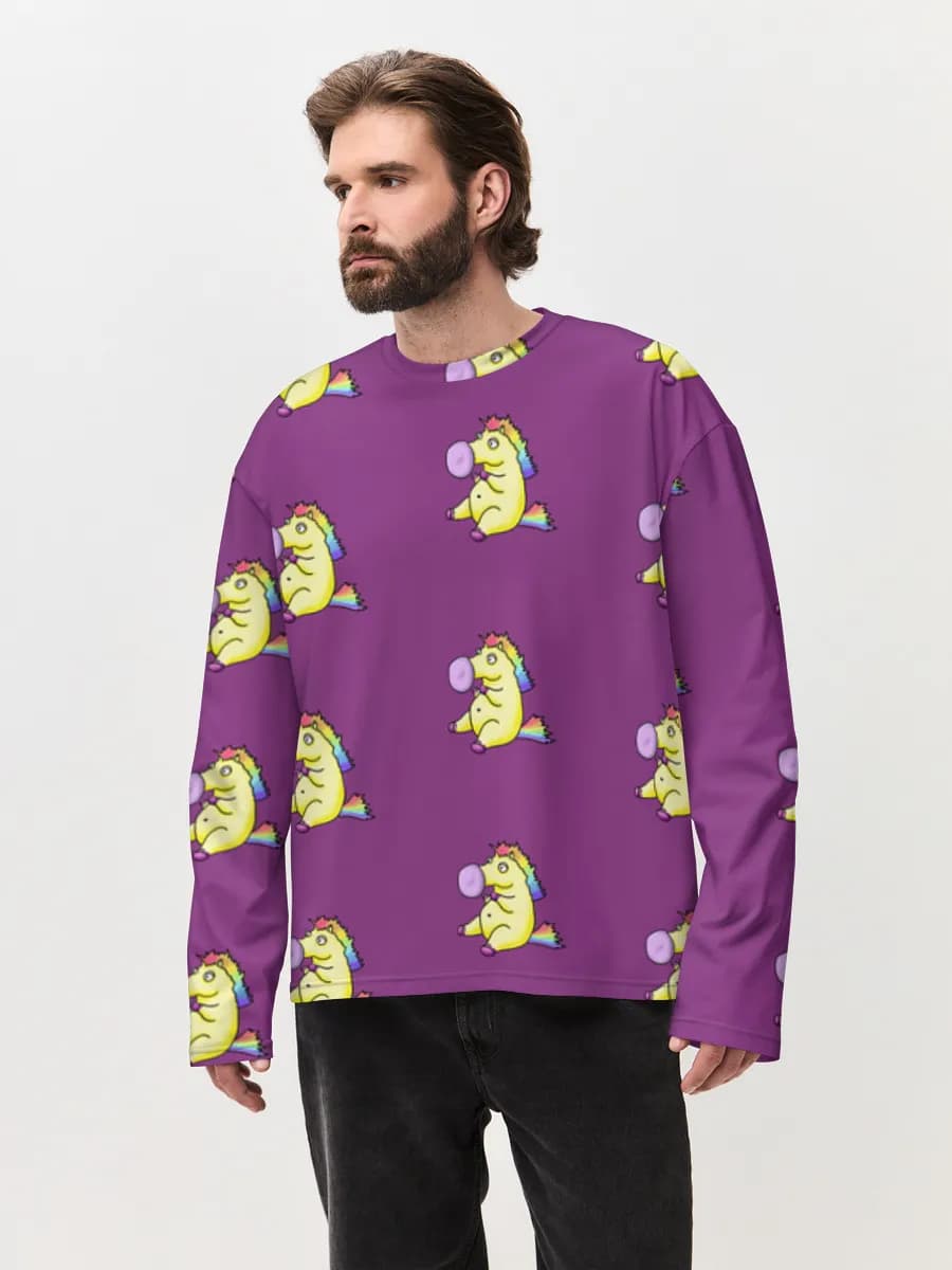 Herren Oversized Baumwoll Langarmshirt