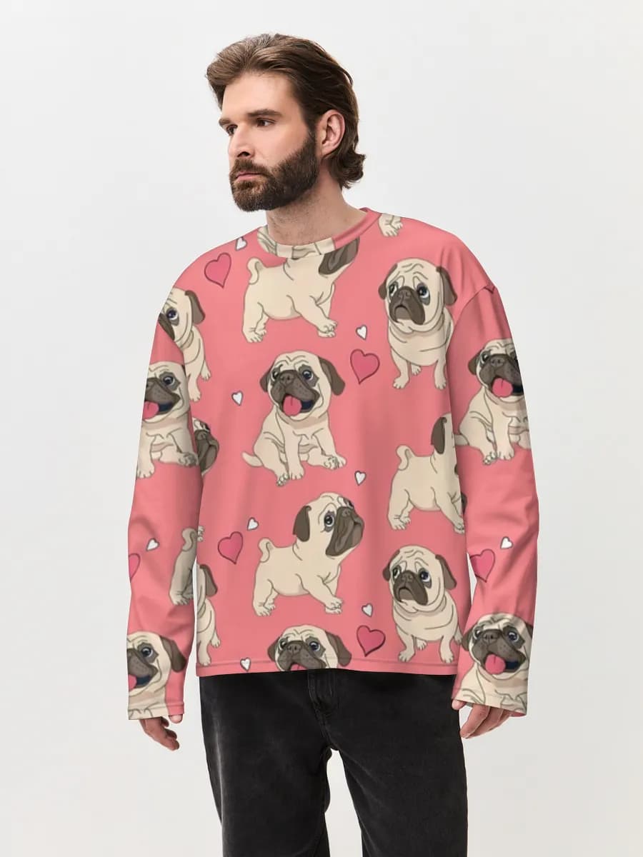 Camiseta de manga larga de algodón extragrande para hombre