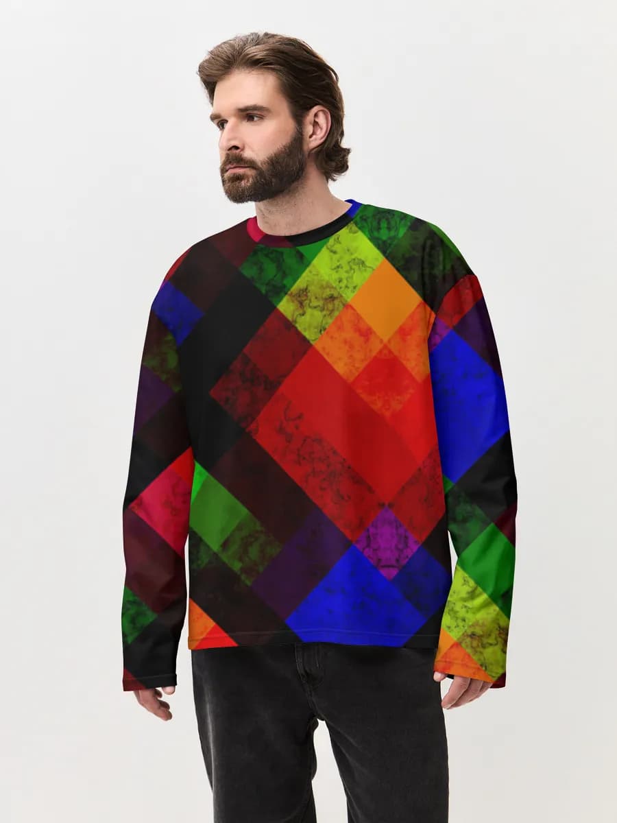 Herren Oversized Baumwoll Langarmshirt