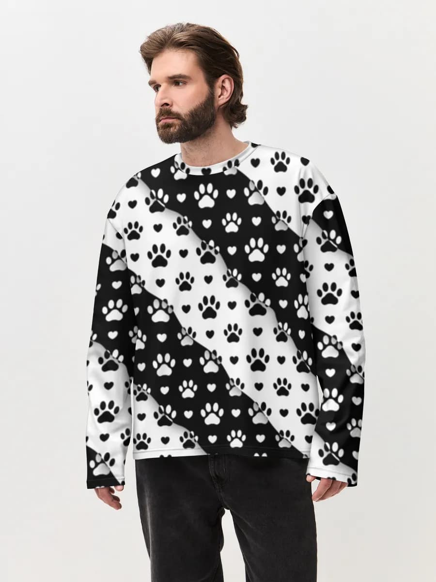 Herren Oversized Baumwoll Langarmshirt