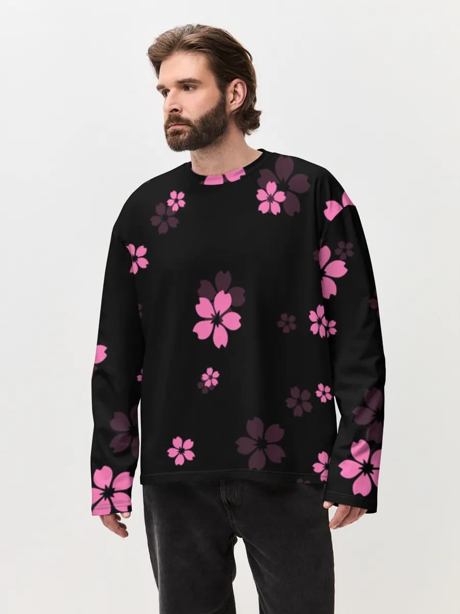 Herren Oversized Baumwoll Langarmshirt