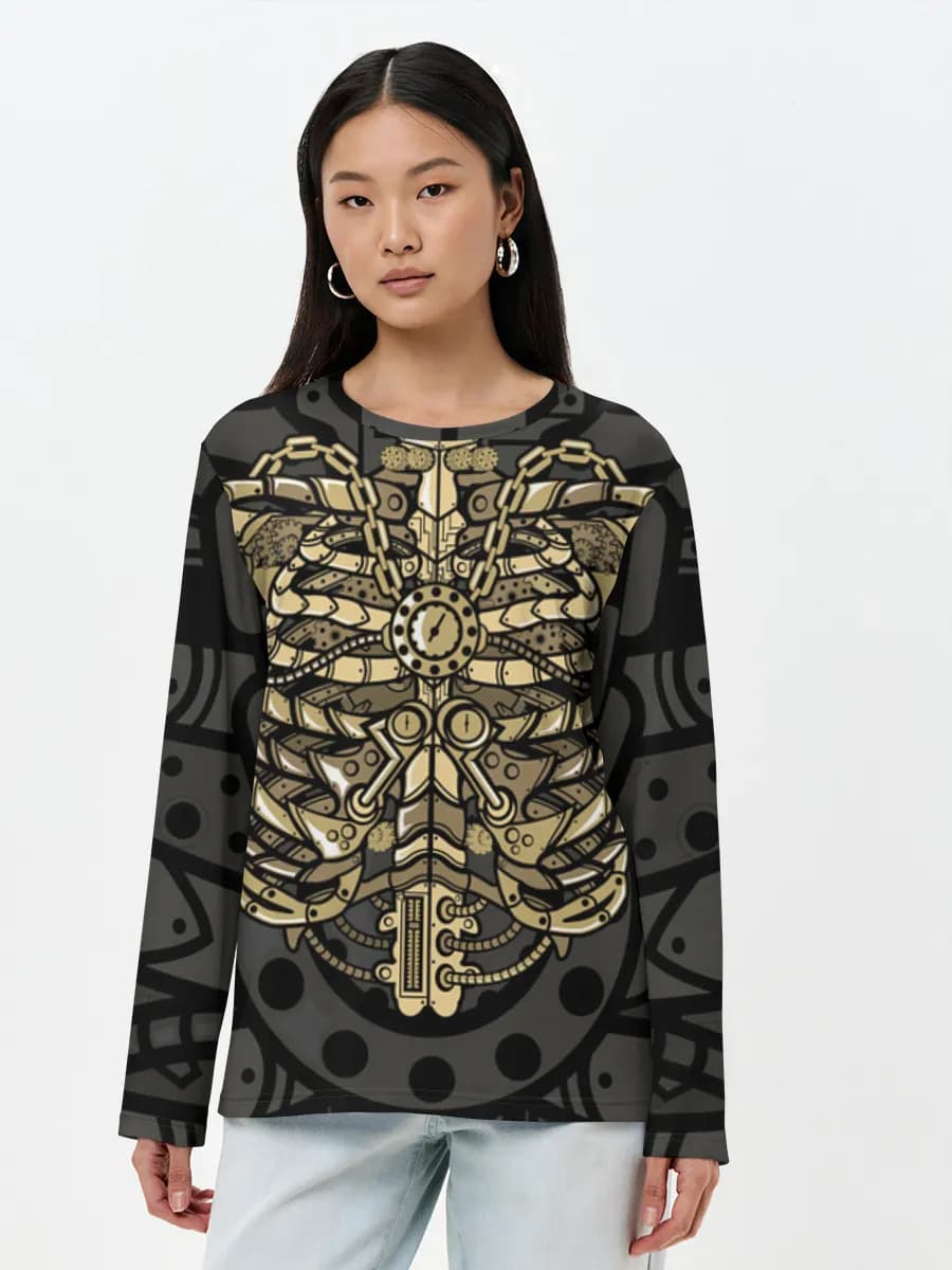 Damen Baumwoll Langarmshirt