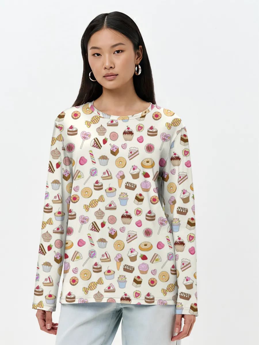 Damen Baumwoll Langarmshirt
