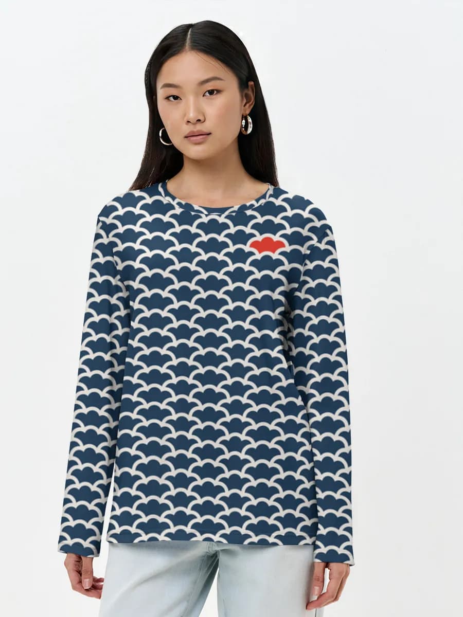 Damen Baumwoll Langarmshirt