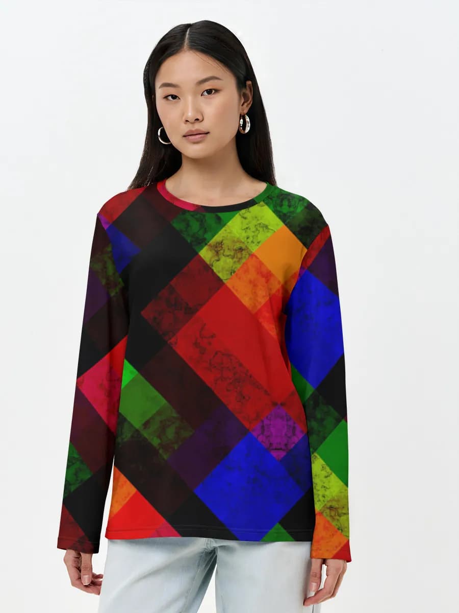 Damen Baumwoll Langarmshirt