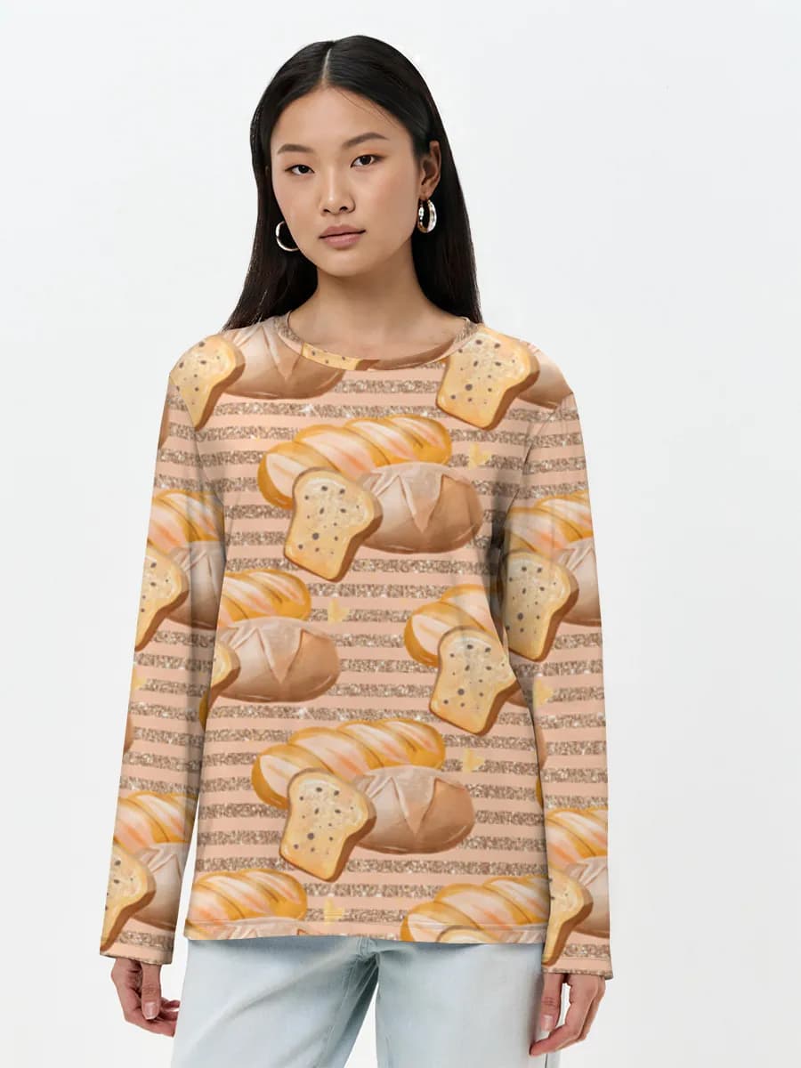Damen Baumwoll Langarmshirt