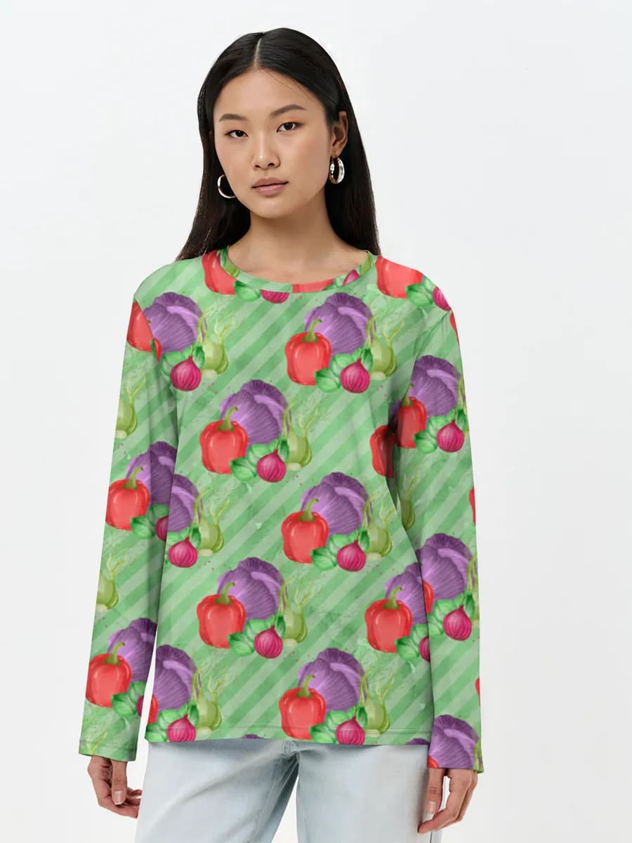 Damen Baumwoll Langarmshirt
