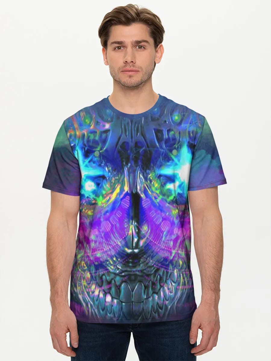 Neon Psychedelischer Totenkopf
