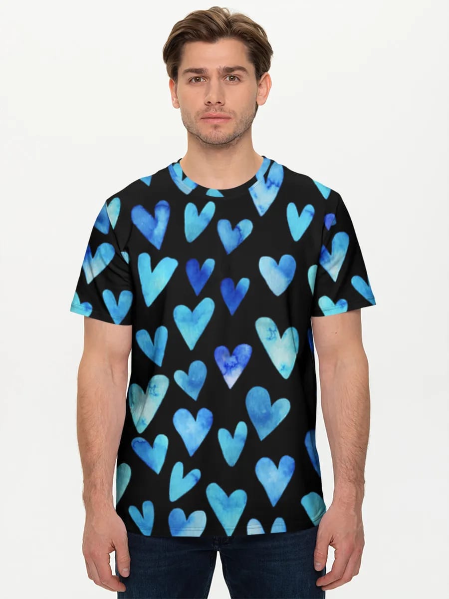 Blaue Aquarellherzen