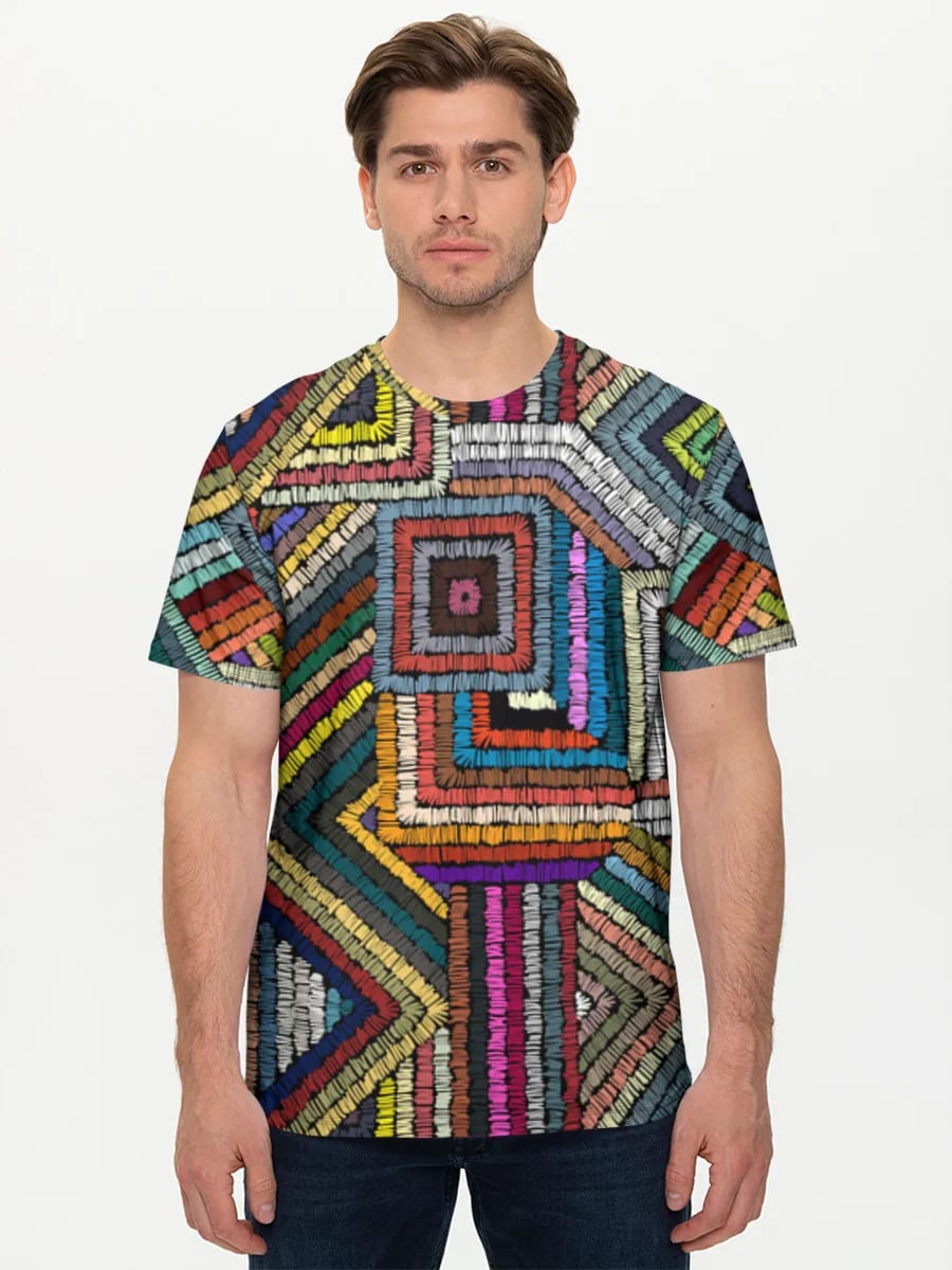 Bunte geometrische Stickerei