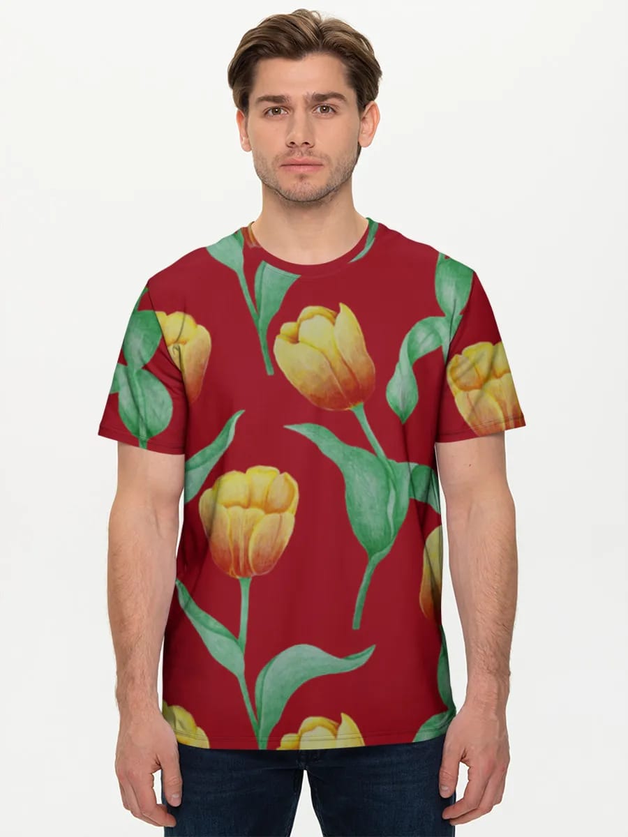 Aquarell Tulpen auf Rot
