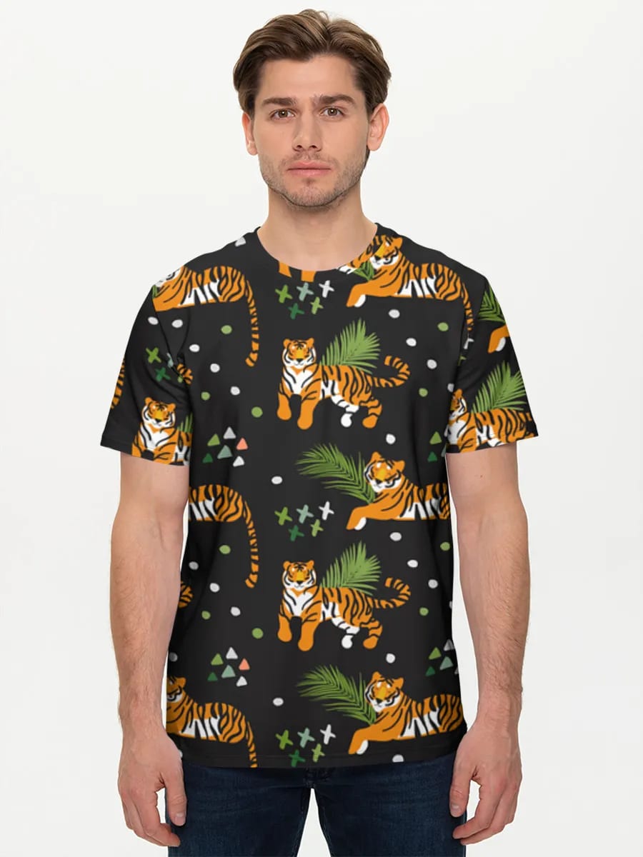 Verspielte Tiger und Palmen