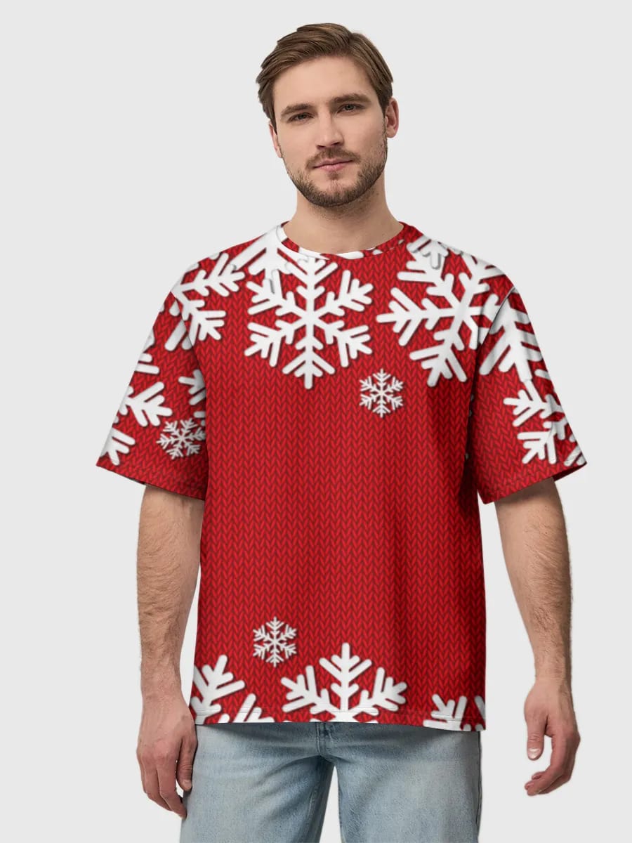 Festive Snowflakes On Red