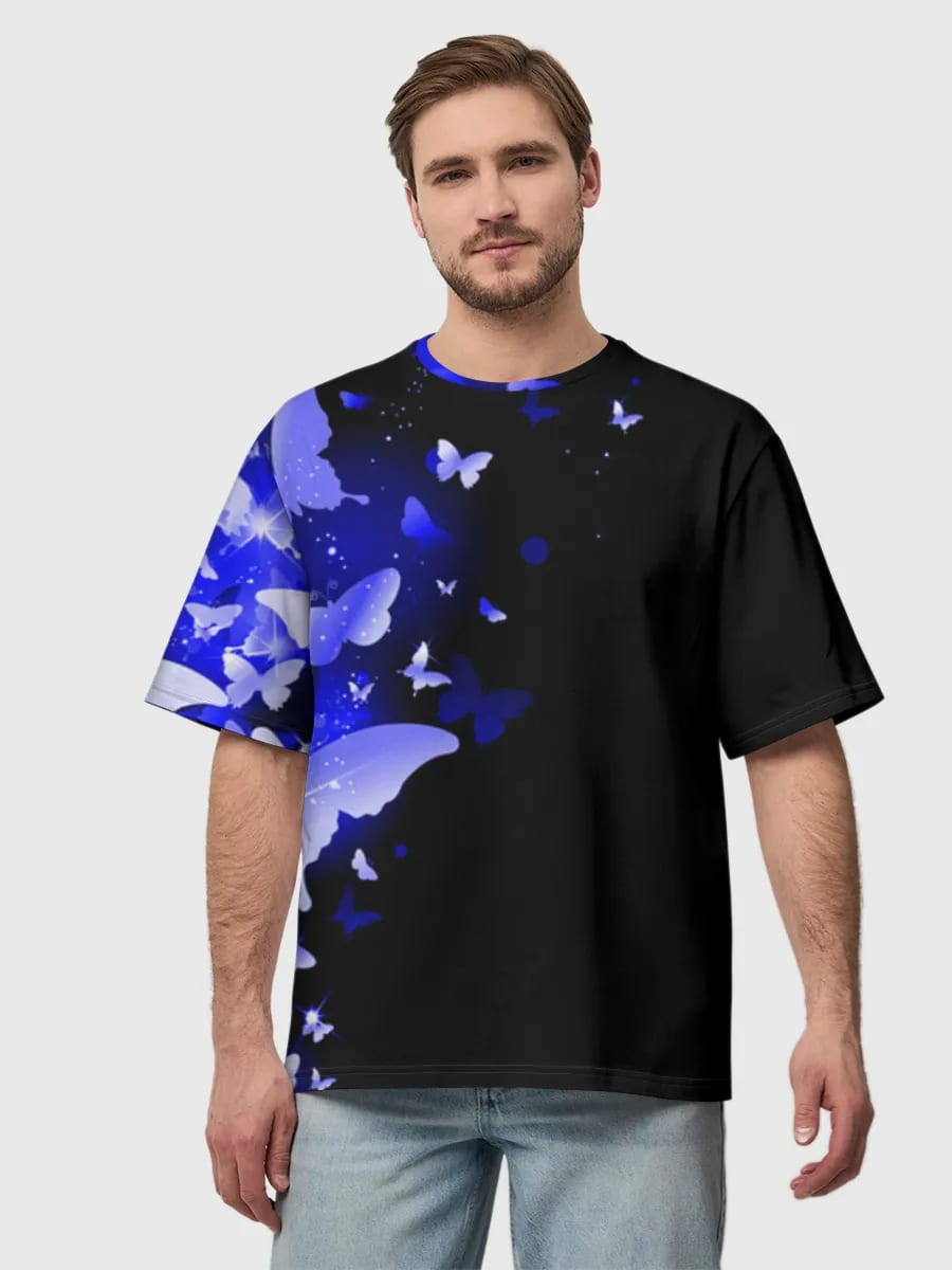 Enjambre de mariposas azules brillantes