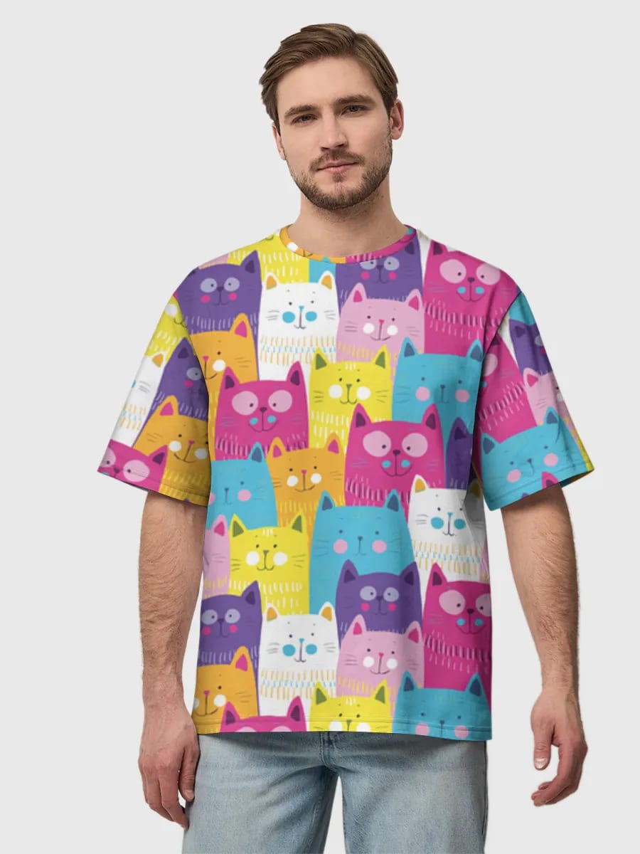 Bunte süße Katzengesichter