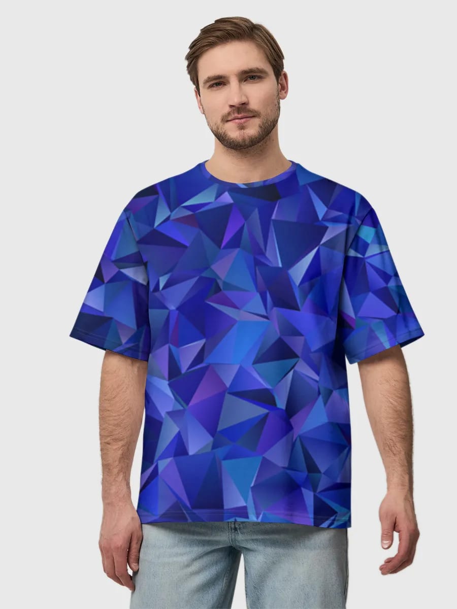 Blaue Low-Poly Kristalle