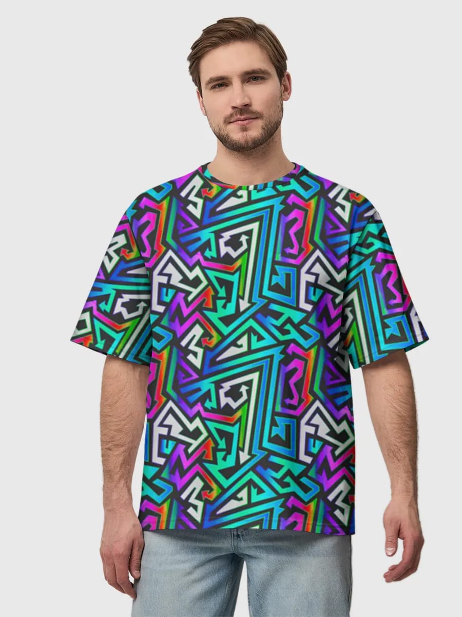 Neon Geometric Zigzag Maze