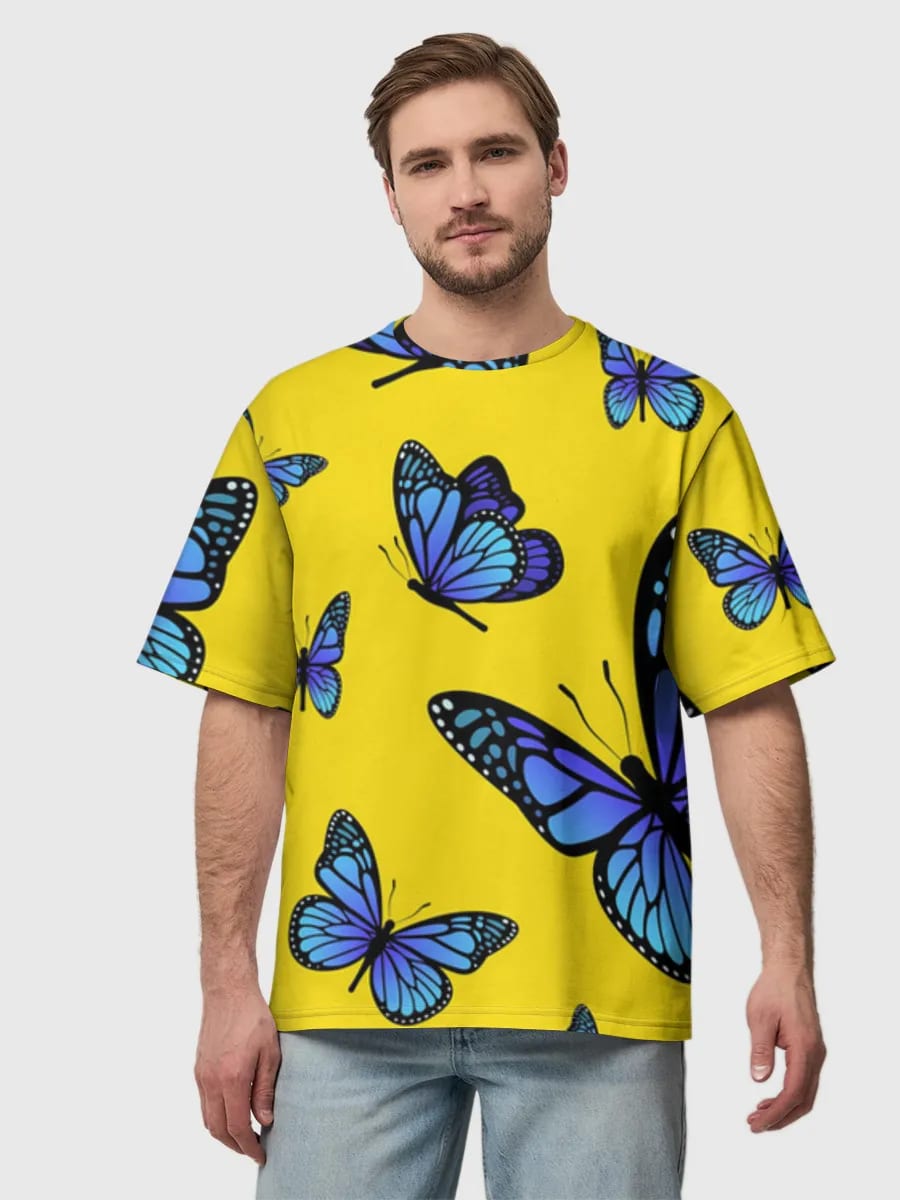 Papillons Bleus sur Jaune