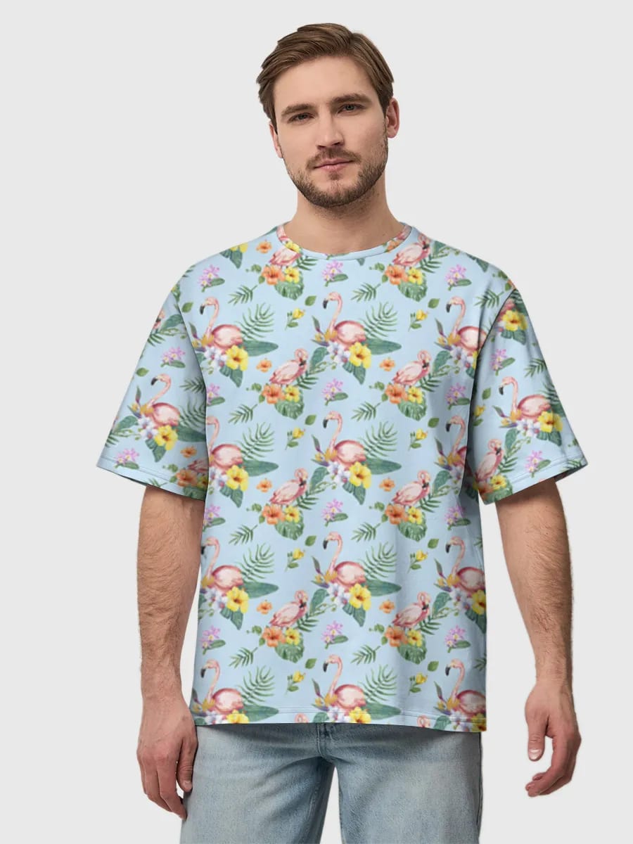 Fleurs et Flamants Tropicaux