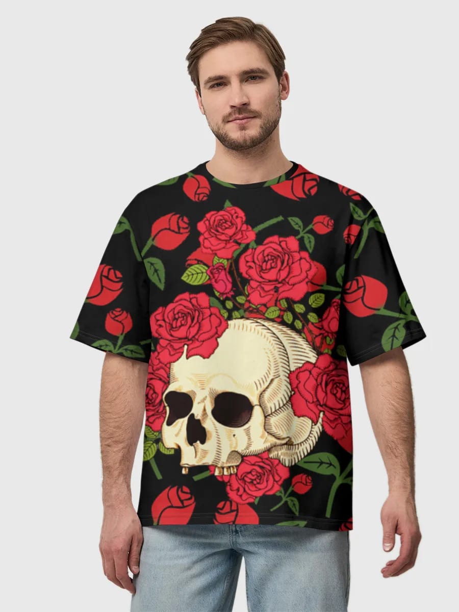 Skull And Red Roses
