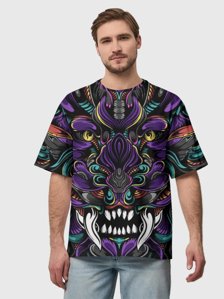 Neon Oni Demon Mask