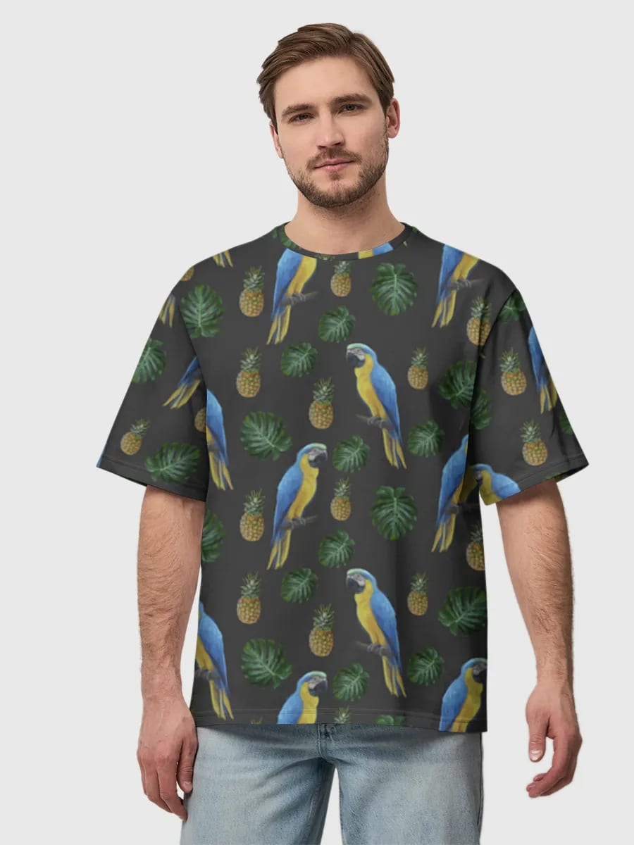 Perroquets et Ananas Tropicaux