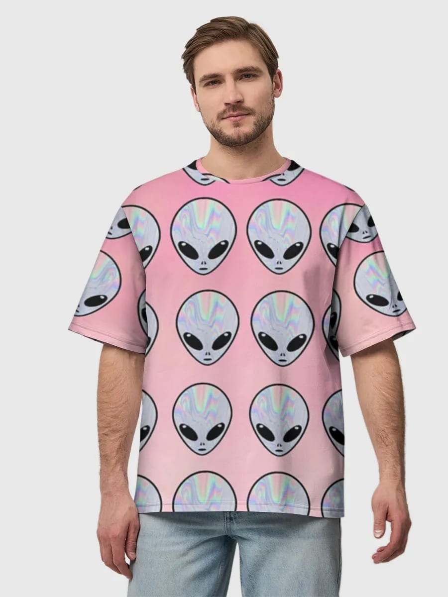 Pastell Holografische Alien-Köpfe