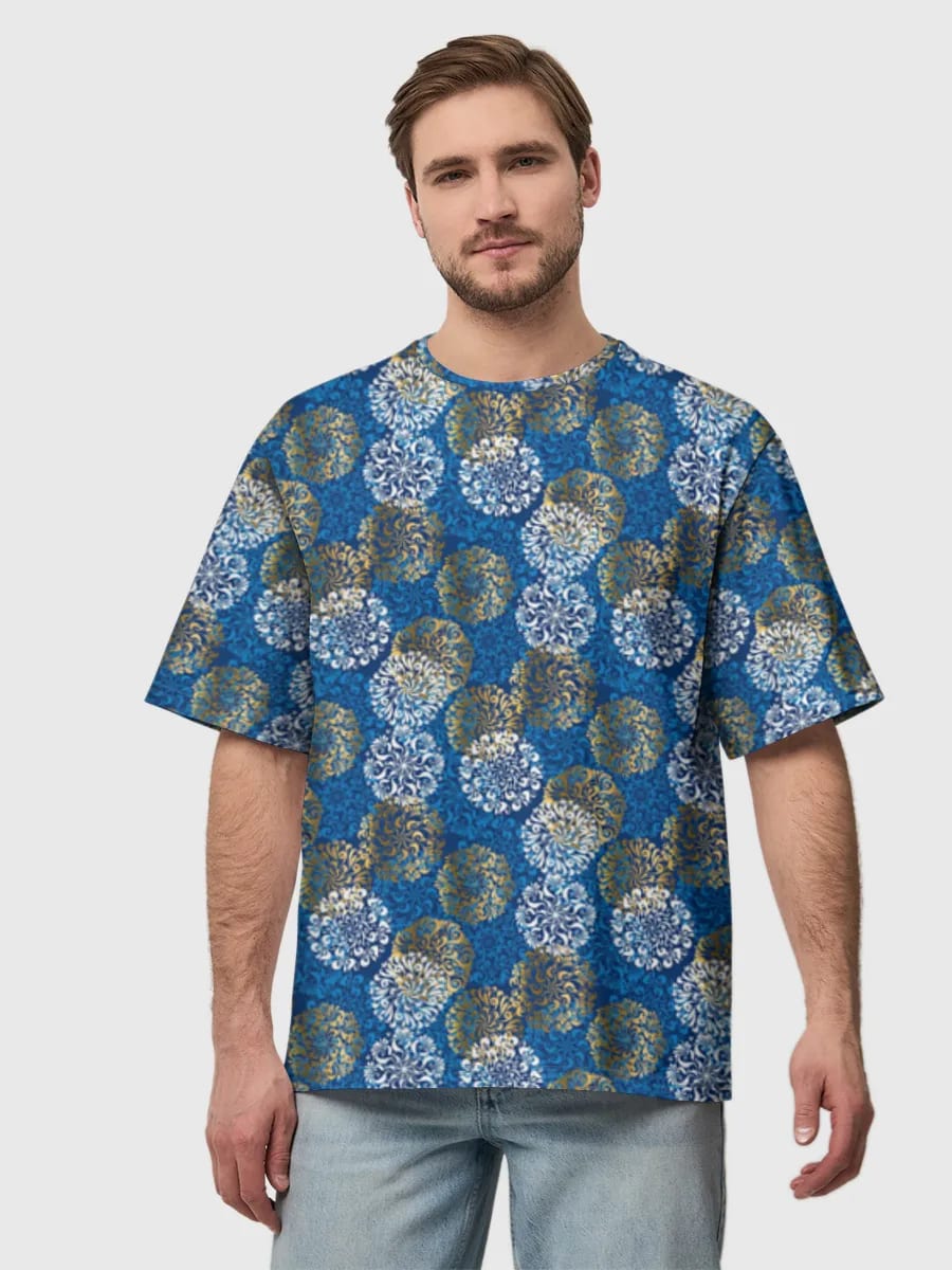 Blue Ornate Floral Medallions
