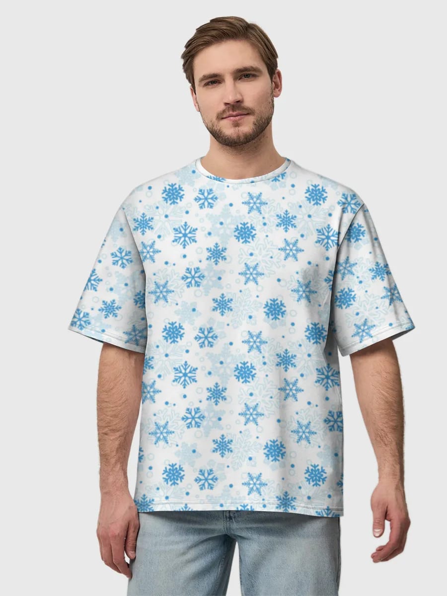 Blue Snowflake Winter Print