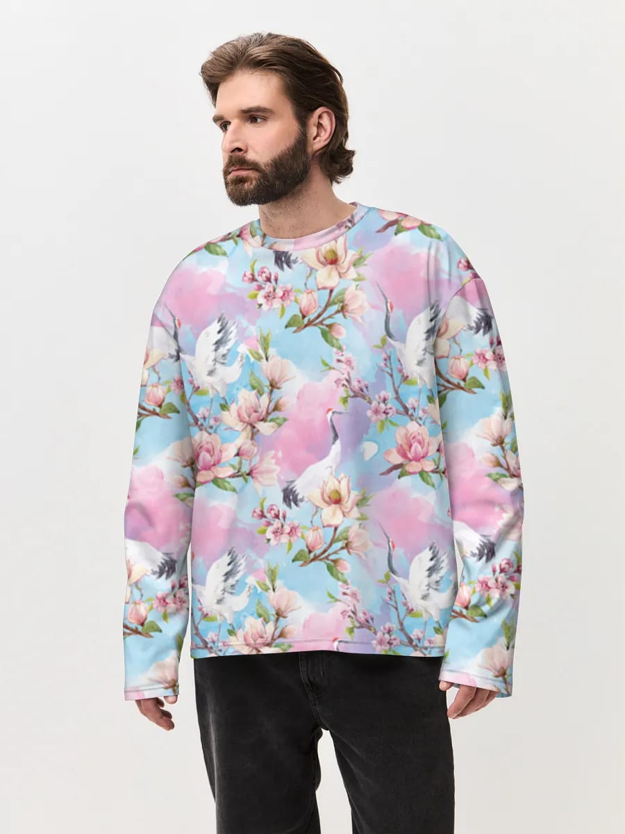 Watercolor Cranes And Magnolias